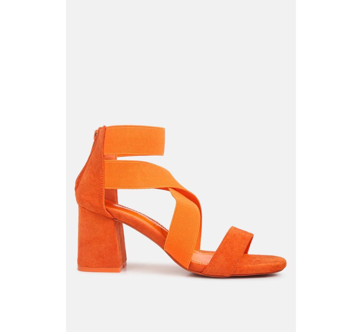 London Rag Women's Elastic Strappy Block Heel Sandals, Size: 5, Green Product Image