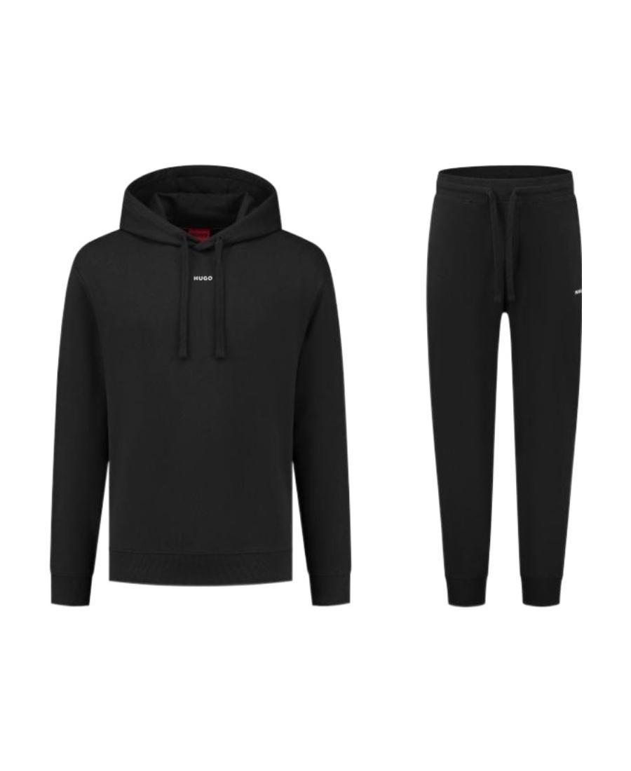 HUGO BOSS Logo-print Cotton-terry Tracksuit In Black Product Image