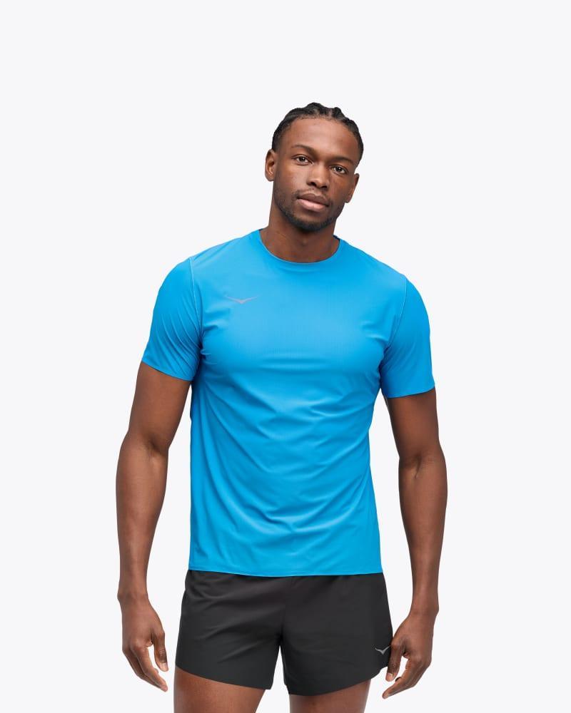 HOKA Men's Airolite Run Short Sleeve Shirt in Mountain Fog, Size 3X Product Image