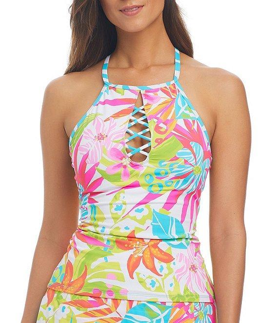 Bleu Rod Beattie Packing A Punch Floral Print High Waist Skirted Hipster Swim Bottom Product Image