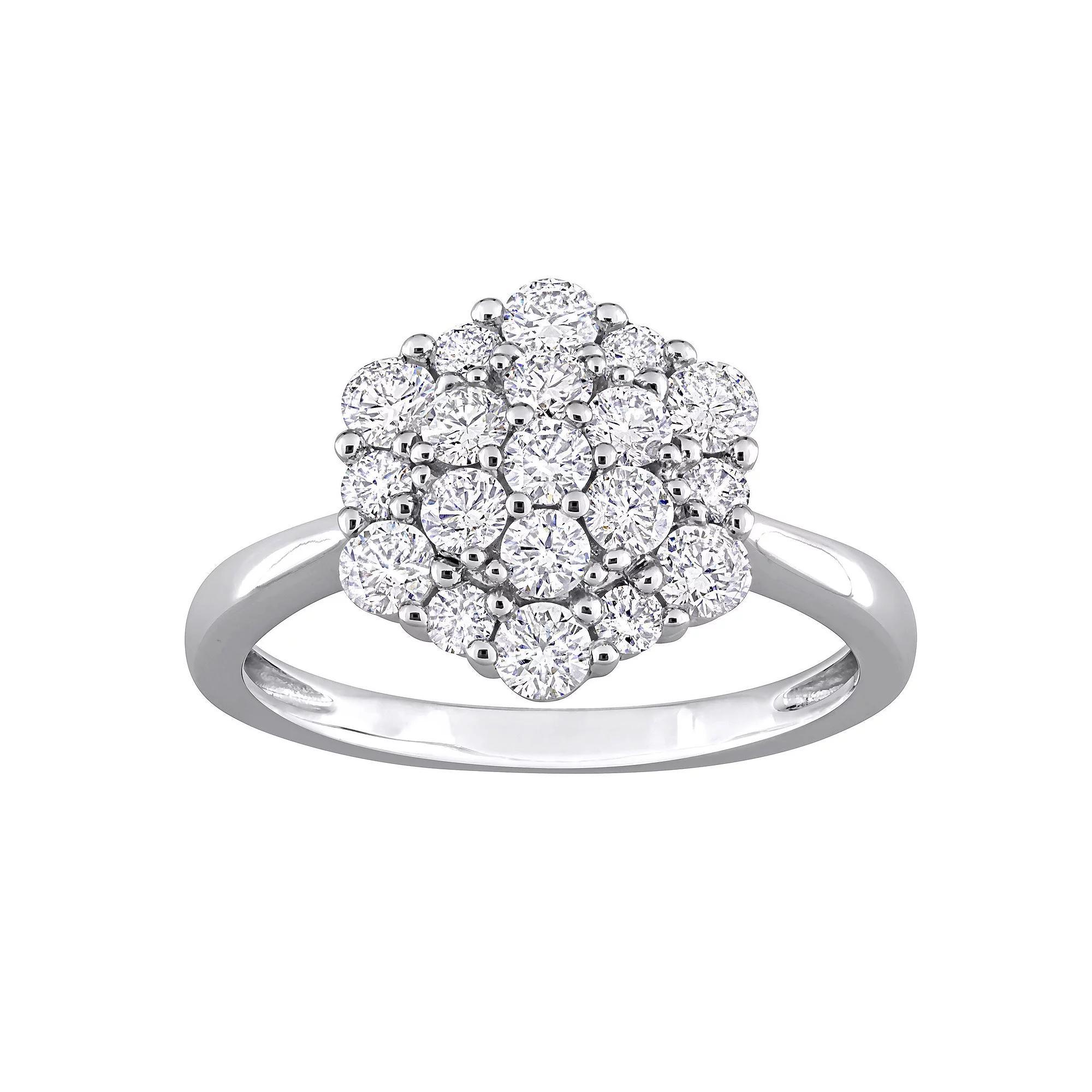 Stella Grace 10k White Gold 1 Carat T.W. Diamond Cluster Engagement Ring, Women's, Size: 5.50 Product Image