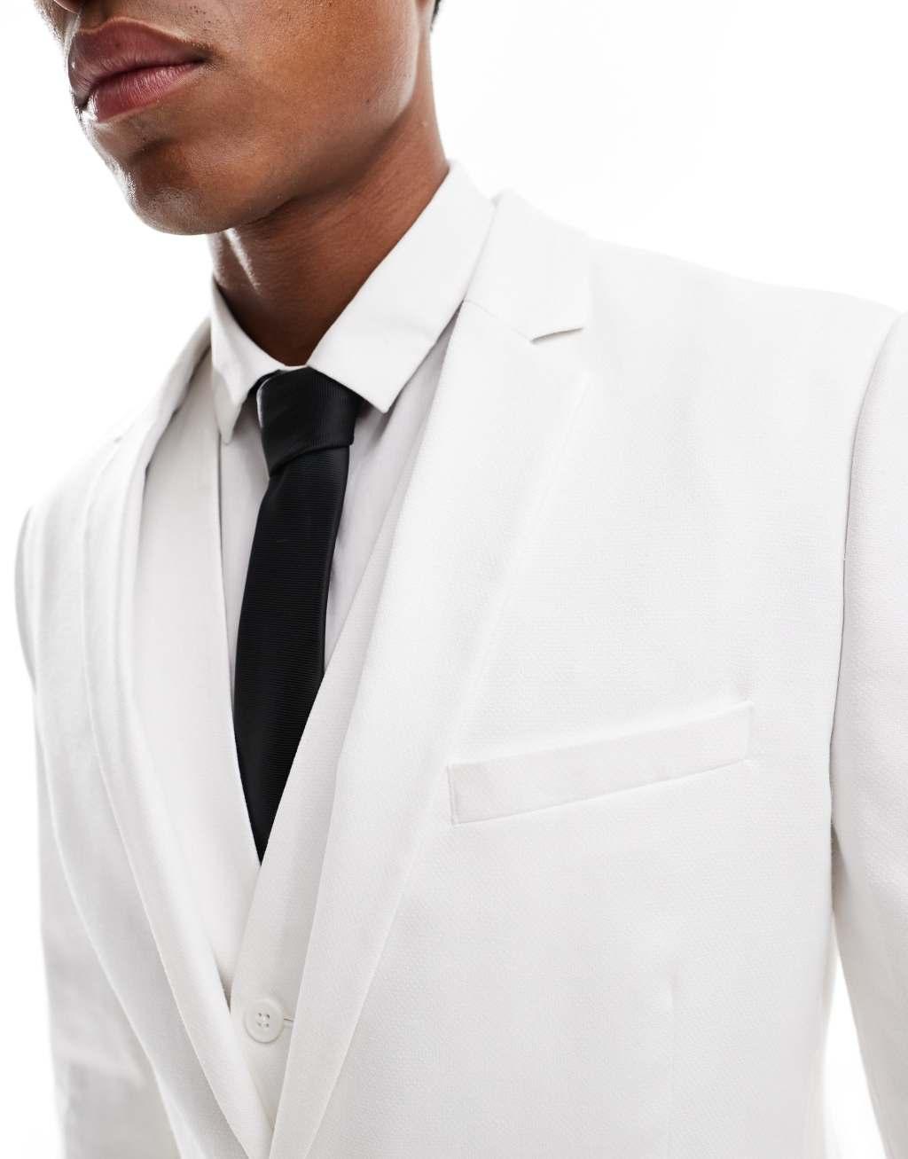 ASOS DESIGN slim fit suit jacket in white Product Image