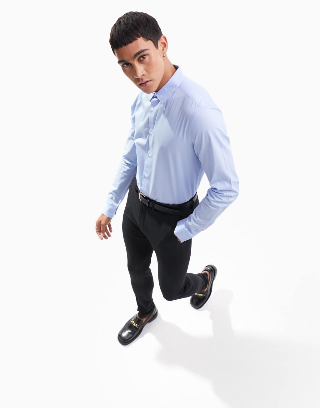 ASOS DESIGN stretch slim fit work shirt in white Product Image