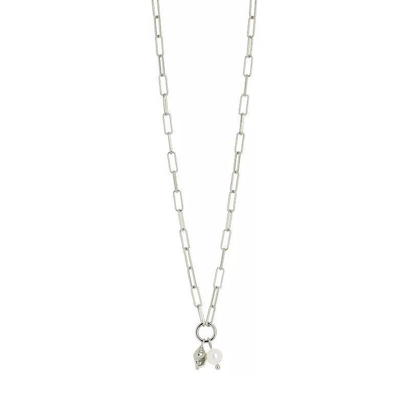 MC Collective Shell Pearl & Seashell Charm Necklace, Women's, Size: 16", Silver Tone Product Image