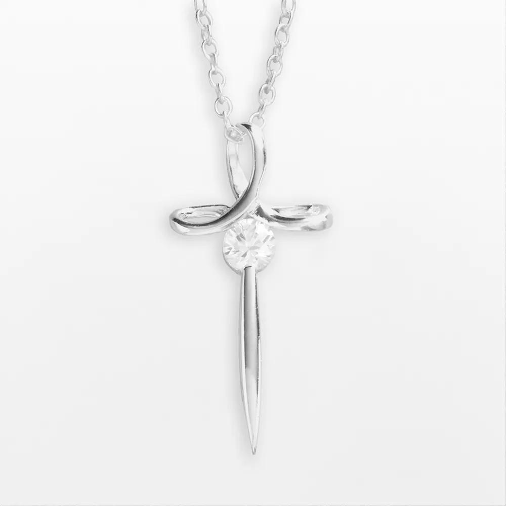 PRIMROSE Sterling Silver Cross Pendant Necklace, Women's, Color Product Image