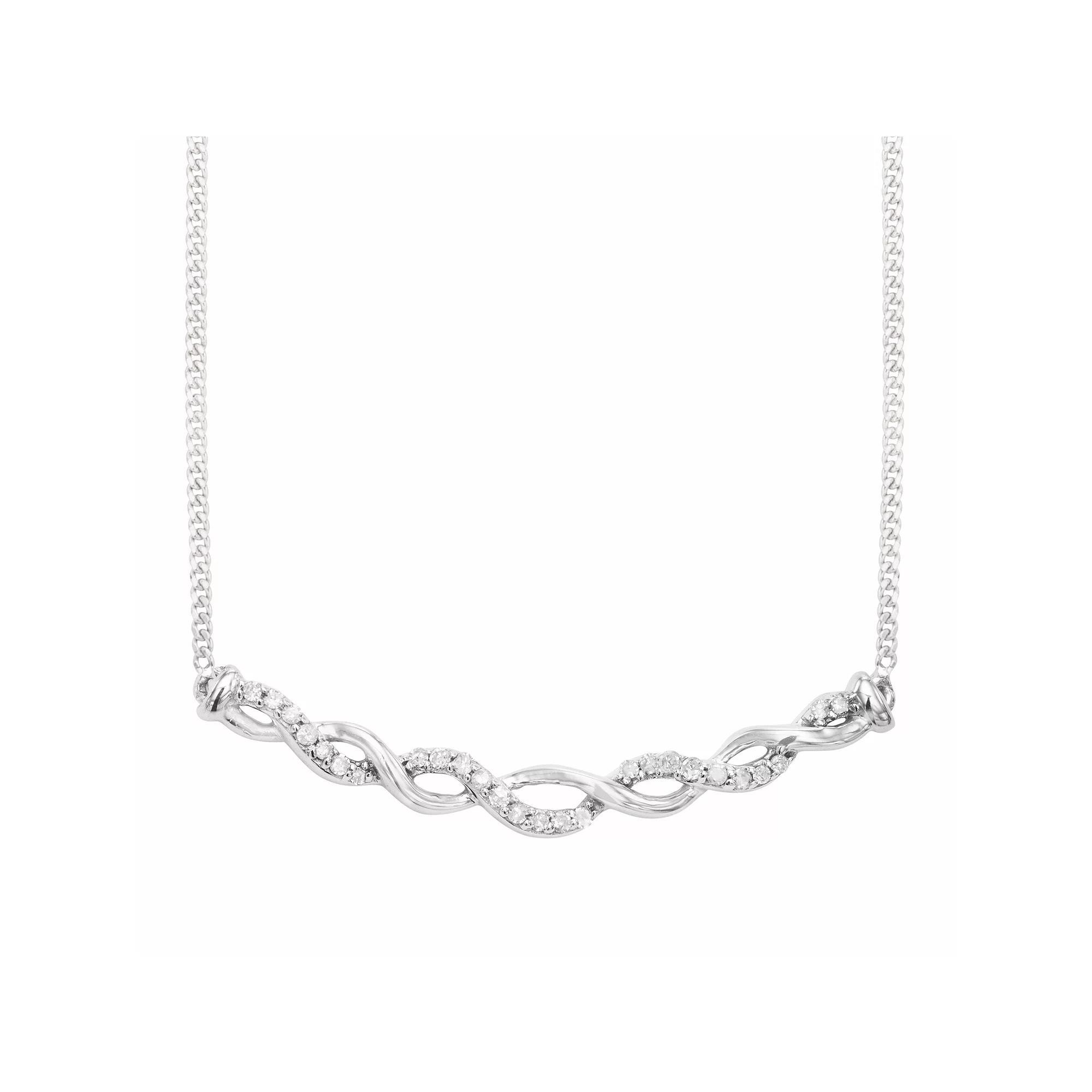 Two Tone Sterling Silver 1/8 Carat. T.W. Diamond Necklace, Women's, Size: 18", Yellow Rhodium Over Product Image