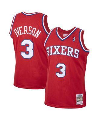Men's Mitchell & Ness Allen Iverson Red Philadelphia 76ers 2001/02 Hardwood Classics Swingman Jersey, Size: 5XL, 76r Red Product Image