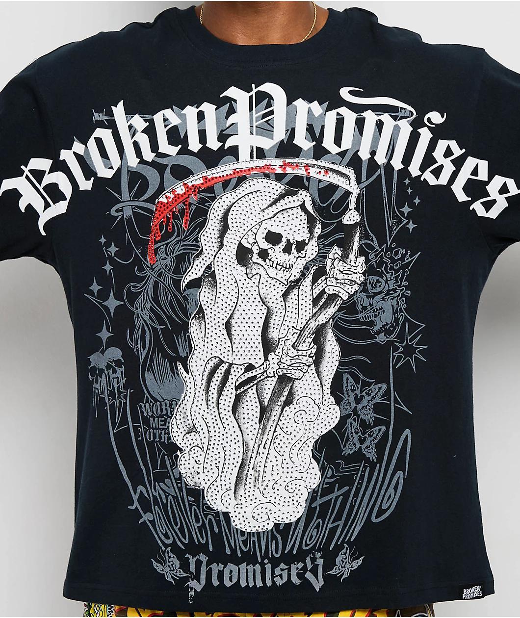 Ed Hardy x Broken Promises Death's Shadow Black T-Shirt Product Image