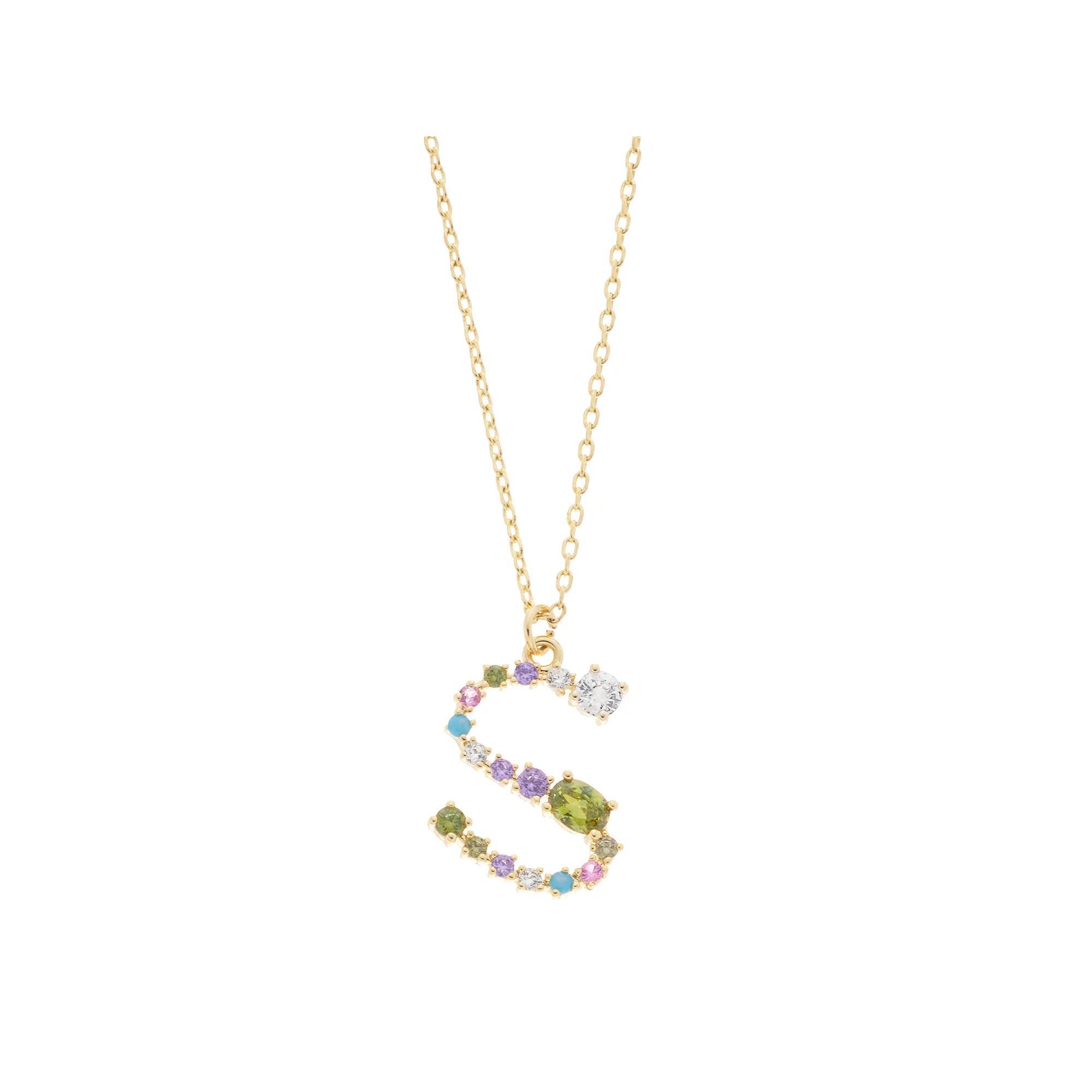 City Luxe Gold Tone Cubic Zirconia Initial Pendant Necklace, Women's, Gold Tone S Product Image