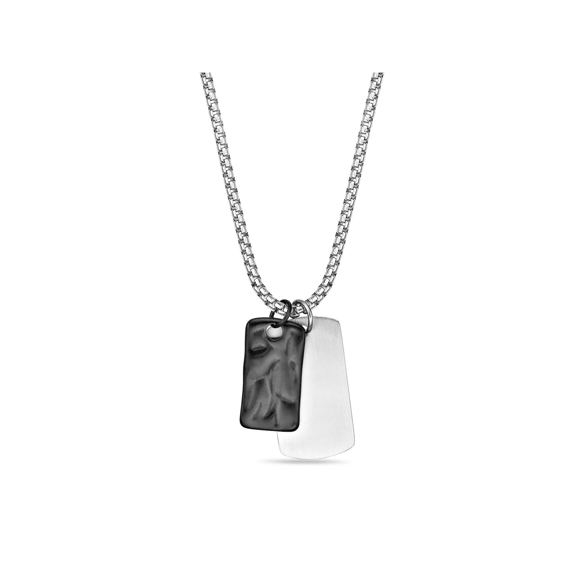 Men's LYNX Black Ion-Plated Stainless Steel Dog Tag Pendant Necklace, Size: 22", Gold Tone Product Image