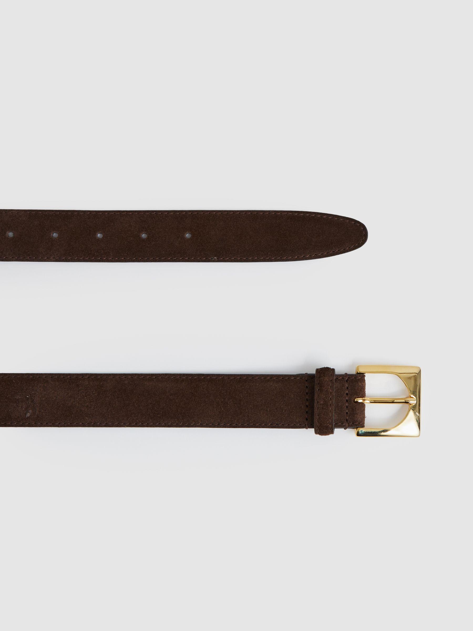 Suede Square Buckle Belt in Chocolate Product Image