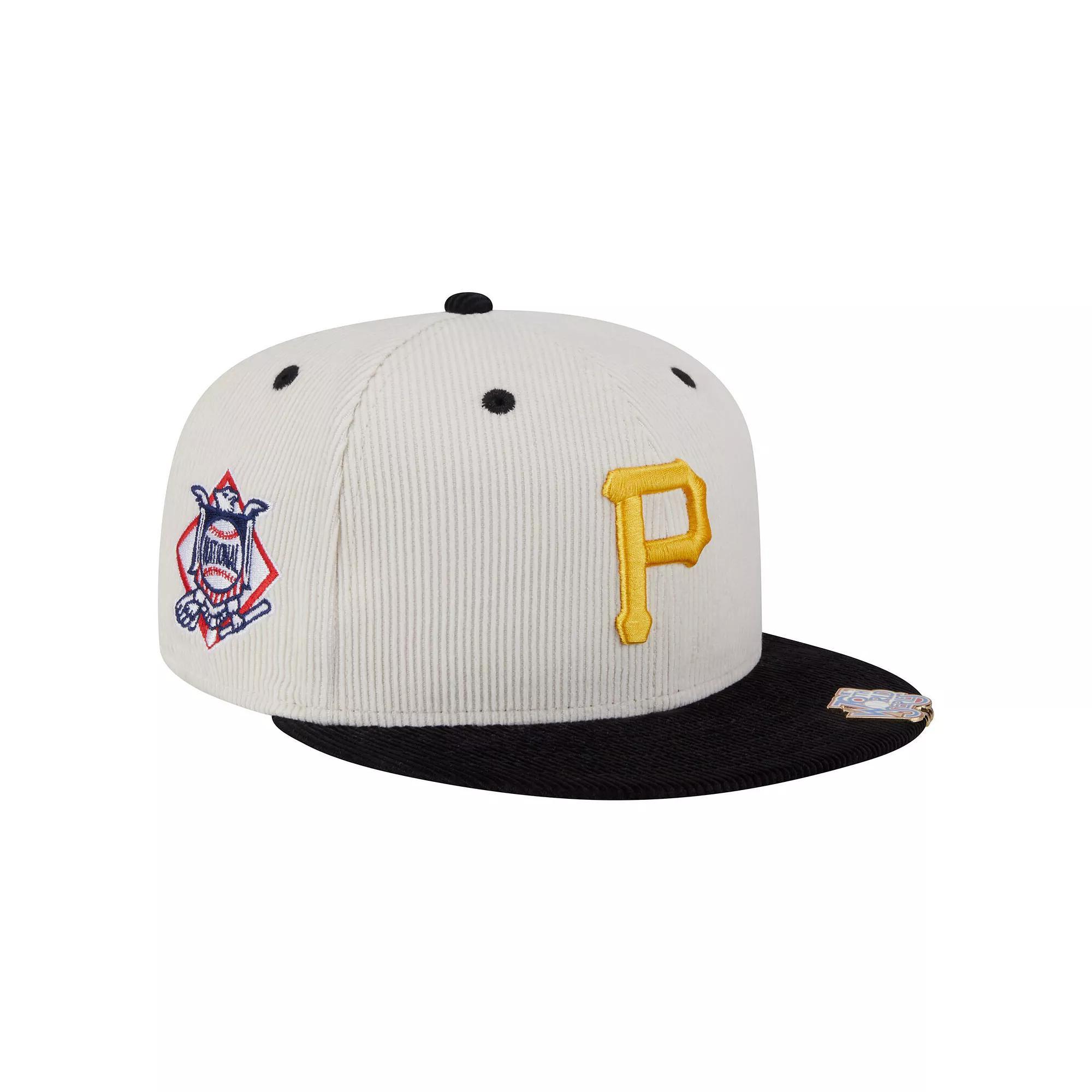 Men's New Era Cream/Black Pittsburgh Pirates Two-Tone Corduroy 59FIFTY Fitted Hat, Size: 7 3/8, Beige Product Image