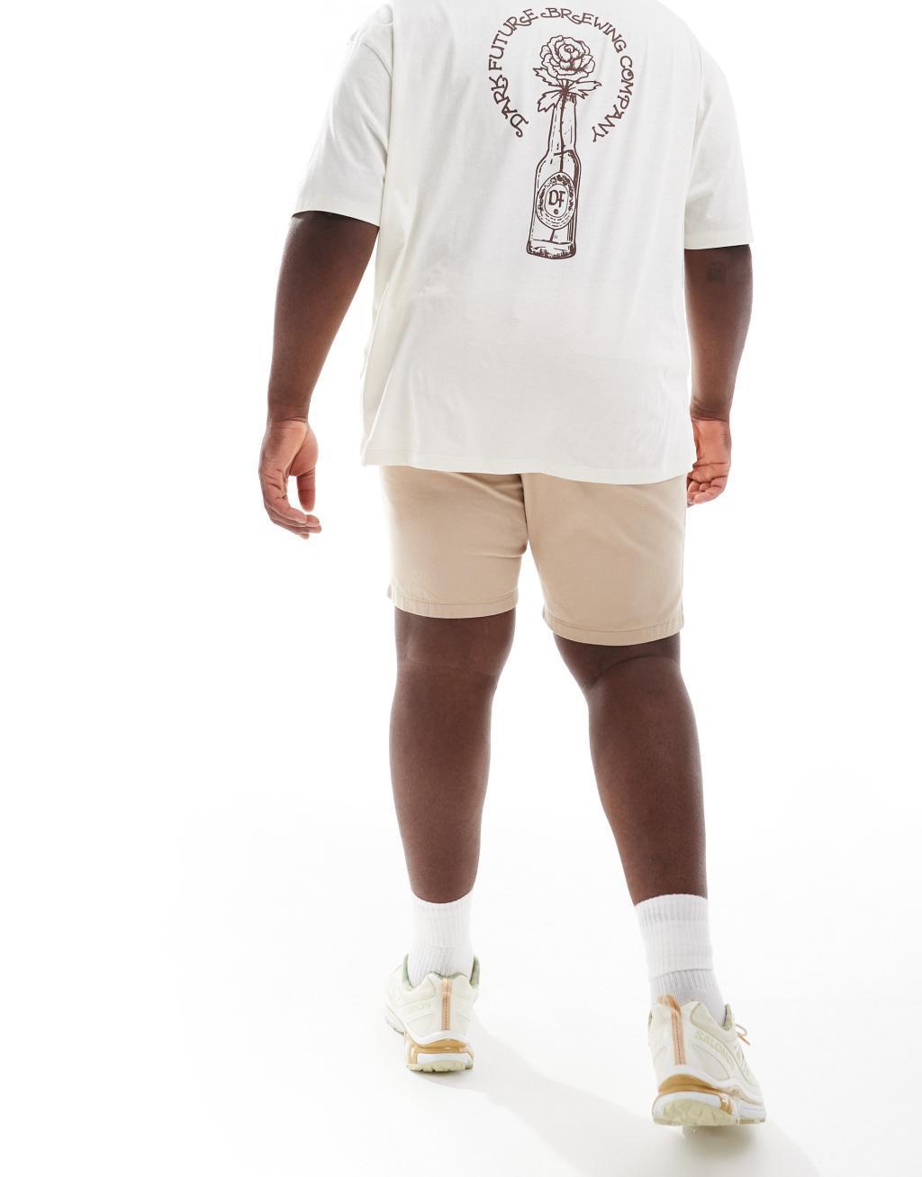 ASOS DESIGN slim stretch chino shorts in stone Product Image