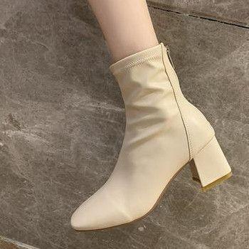 Block-Heel Square Toe Ankle Boots Product Image
