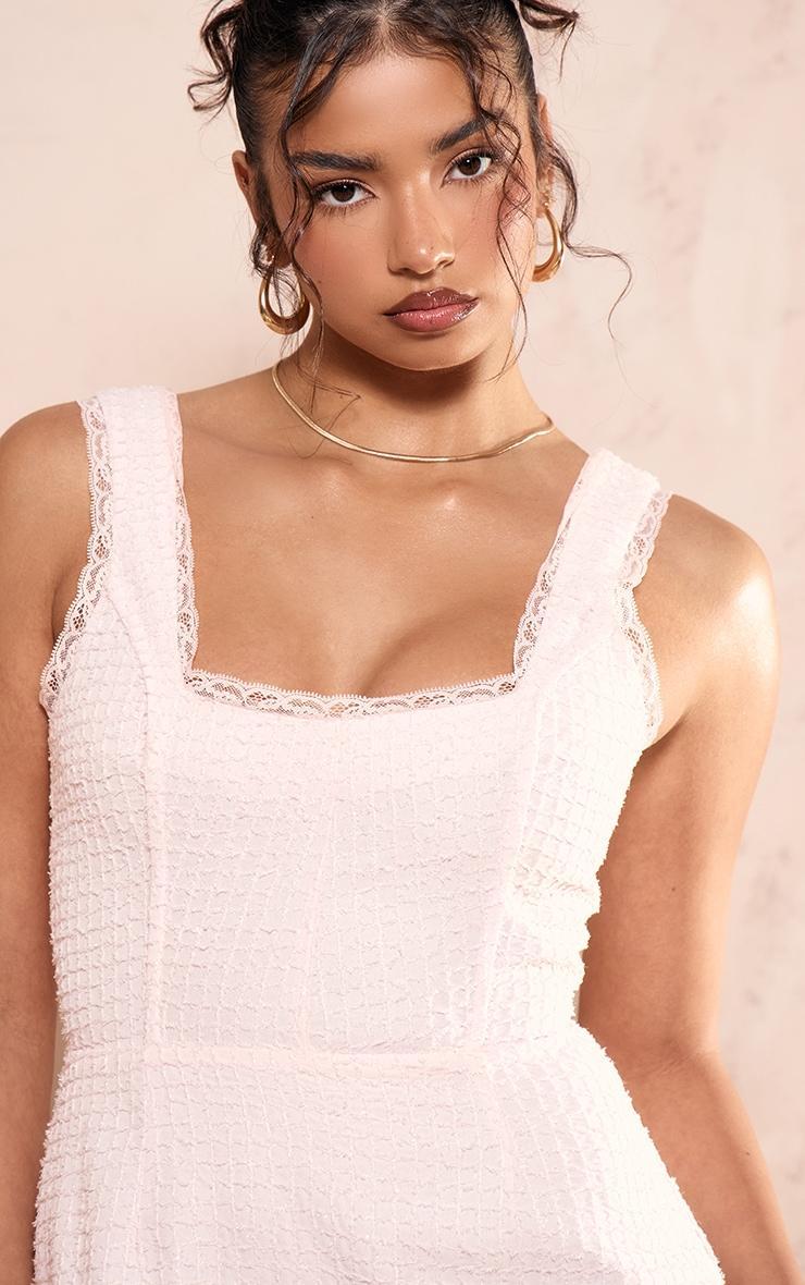 Pink Boucle Glitter Lace Trim Mini Dress Product Image