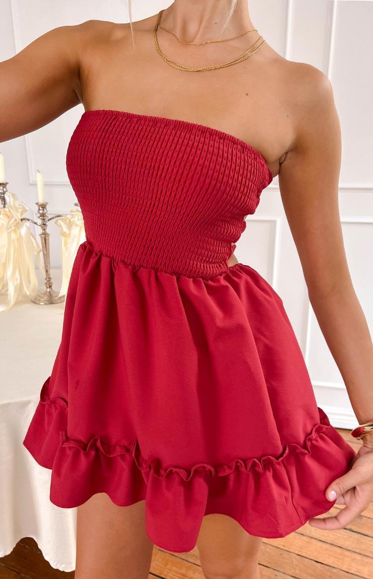 Sundazed Strap Back Dress Red Product Image