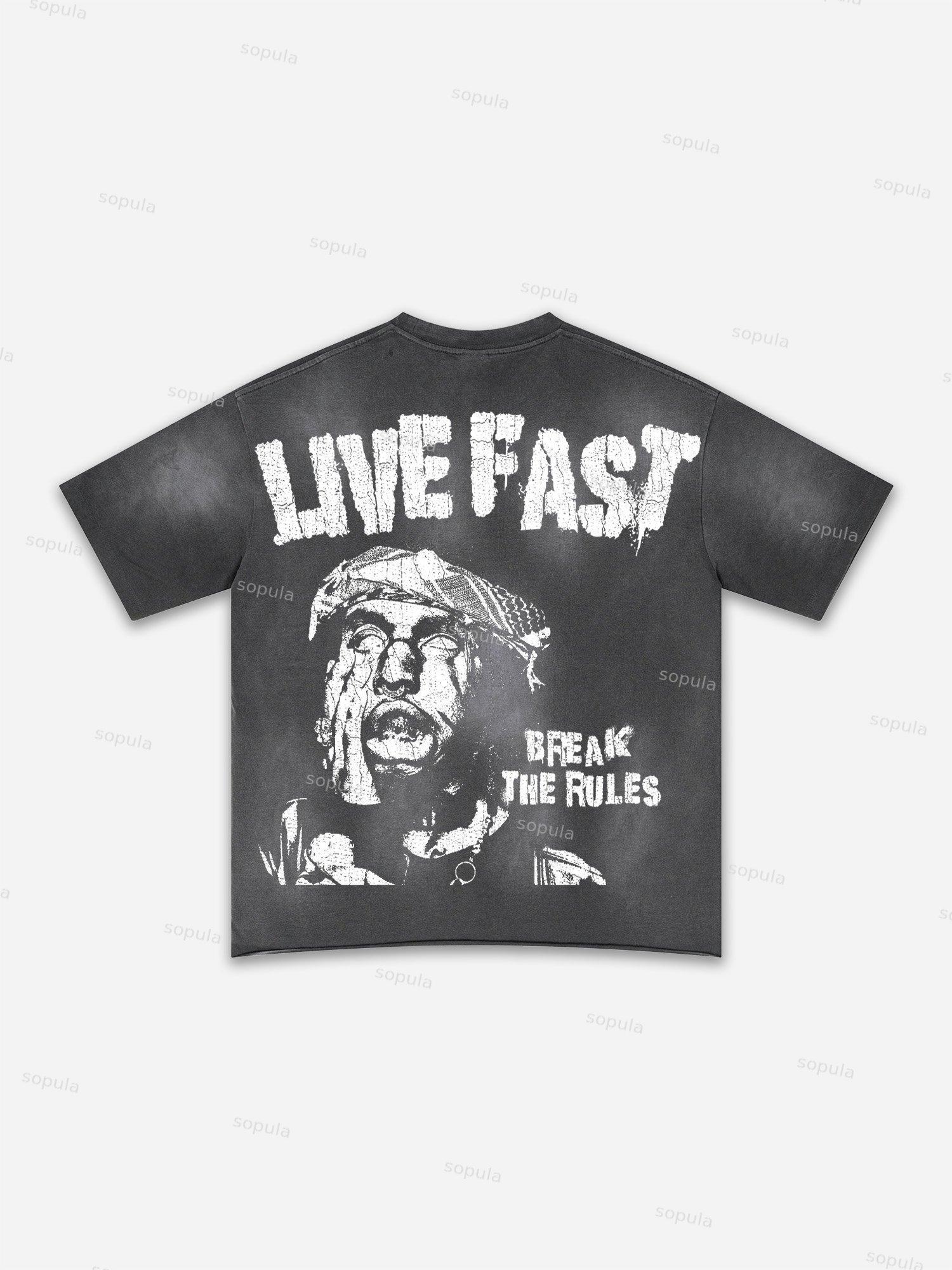 Lips Graphic Print Washed T-shirt Product Image