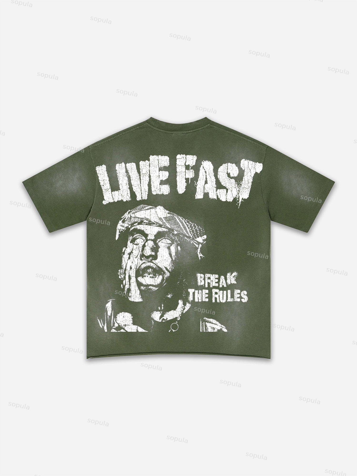 Lips Graphic Print Washed T-shirt Product Image
