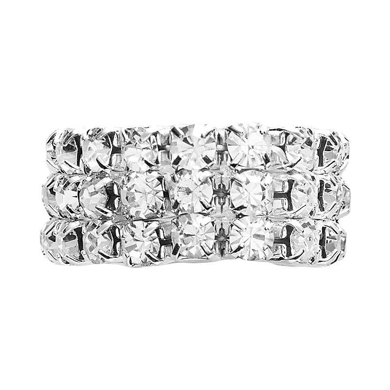 Vieste Silver Tone Simulated Crystal Stretch Ring, Women's, Clear Product Image