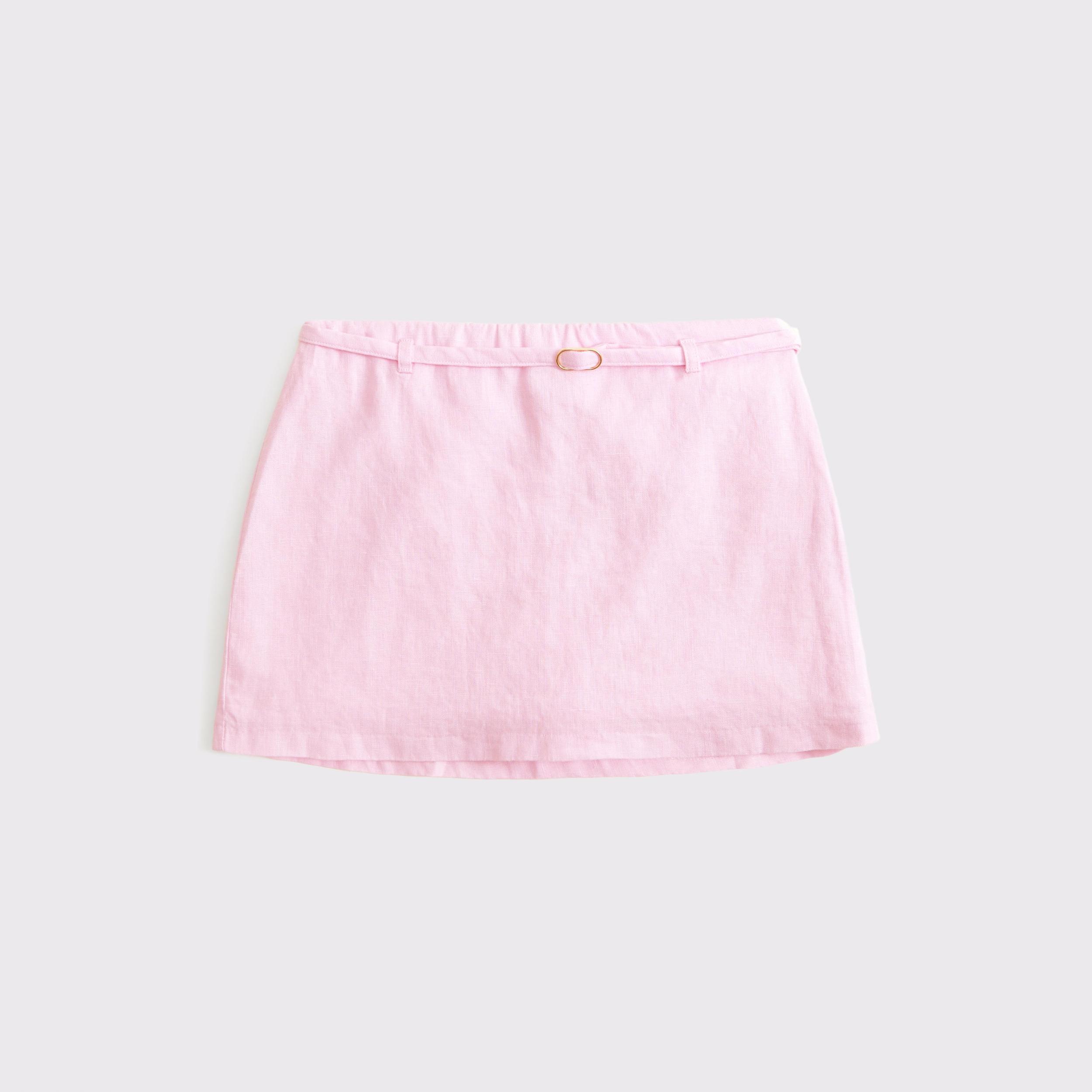 Mid Rise Premium Linen Belted Mini Skort Product Image