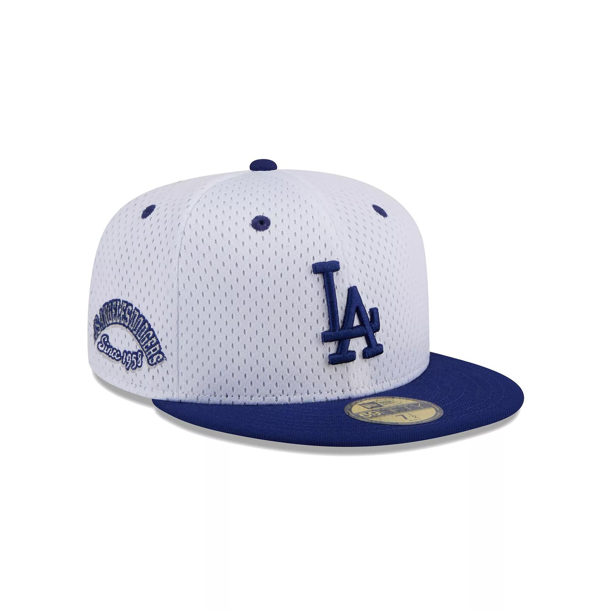 Men's New Era White Los Angeles Dodgers Throwback Mesh 59FIFTY Fitted Hat, Size: 8 Product Image