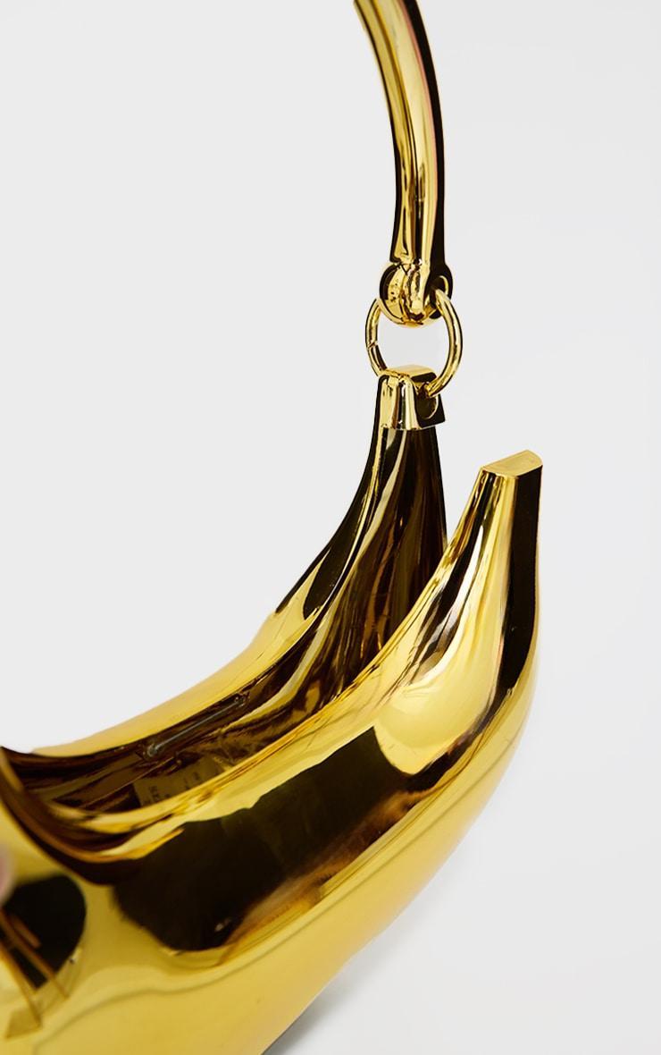 Gold Hard Smooth Curved Shoulder Bag Product Image