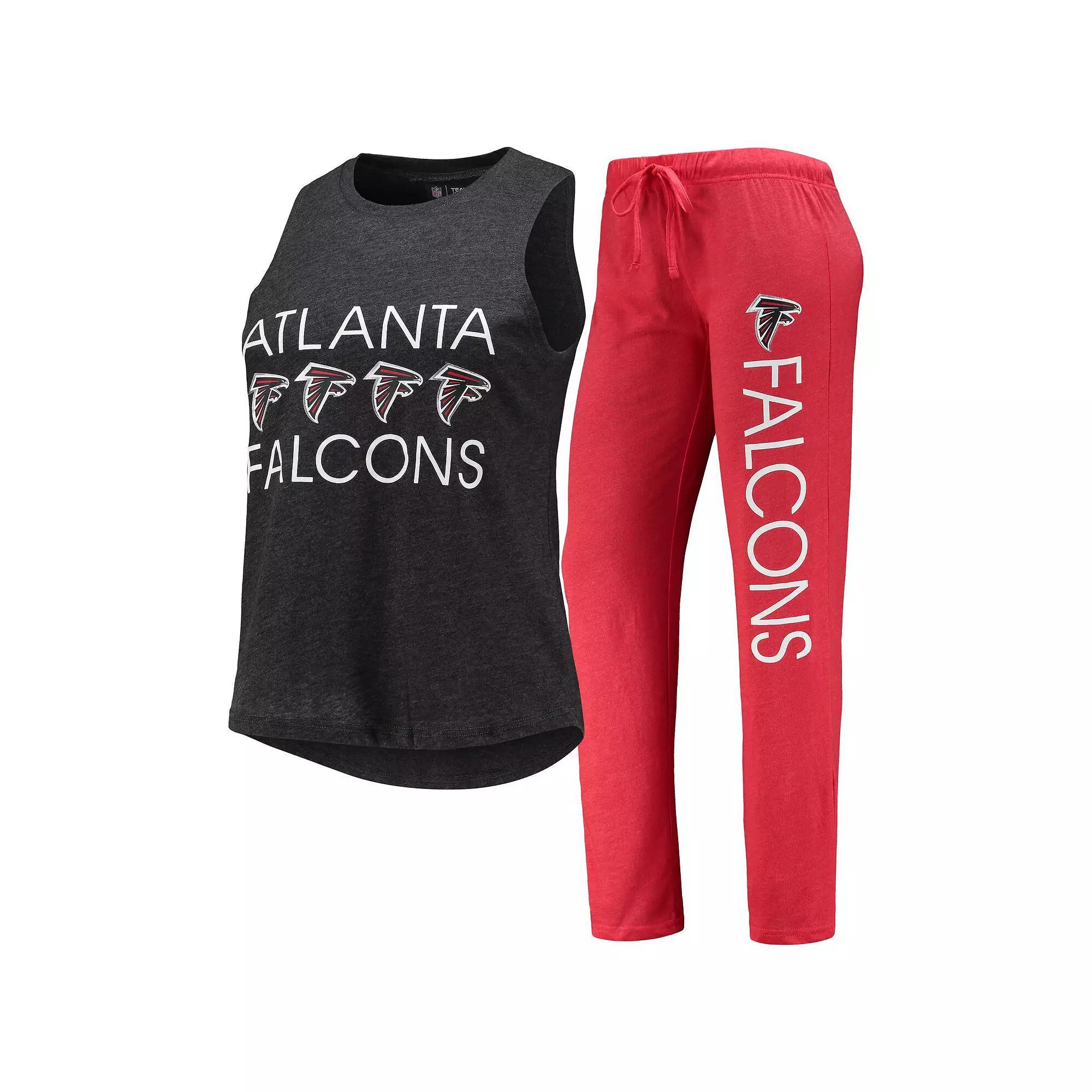 Women's Concepts Sport Red/Black Atlanta Falcons Muscle Tank Top & Pants Sleep Set, Size: Medium Product Image