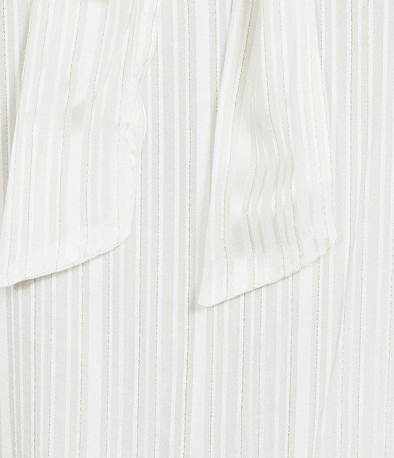 Calvin Klein Metallic Knit Tie Neck Sleeveless Flowy Top Product Image
