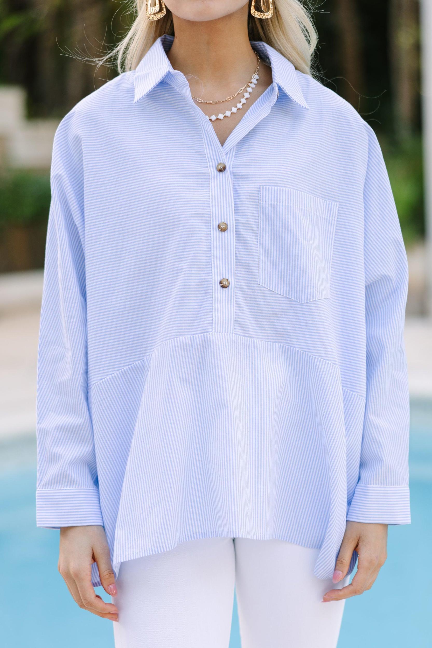 Find Yourself Blue Striped Blouse Female Product Image