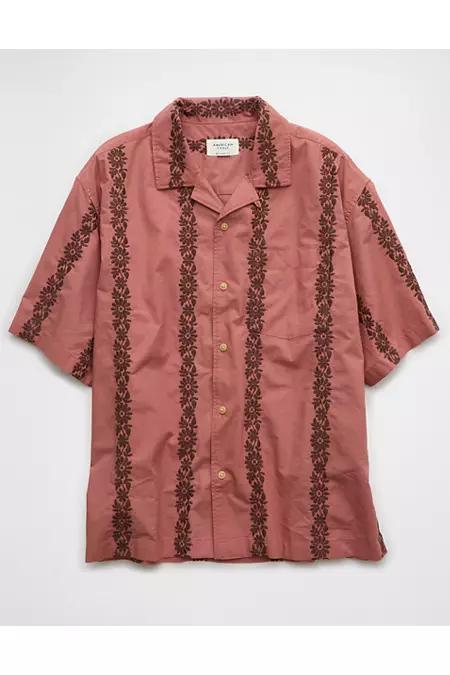 AE Poolside Linen-Blend Printed Button-Up Shirt Men's Product Image