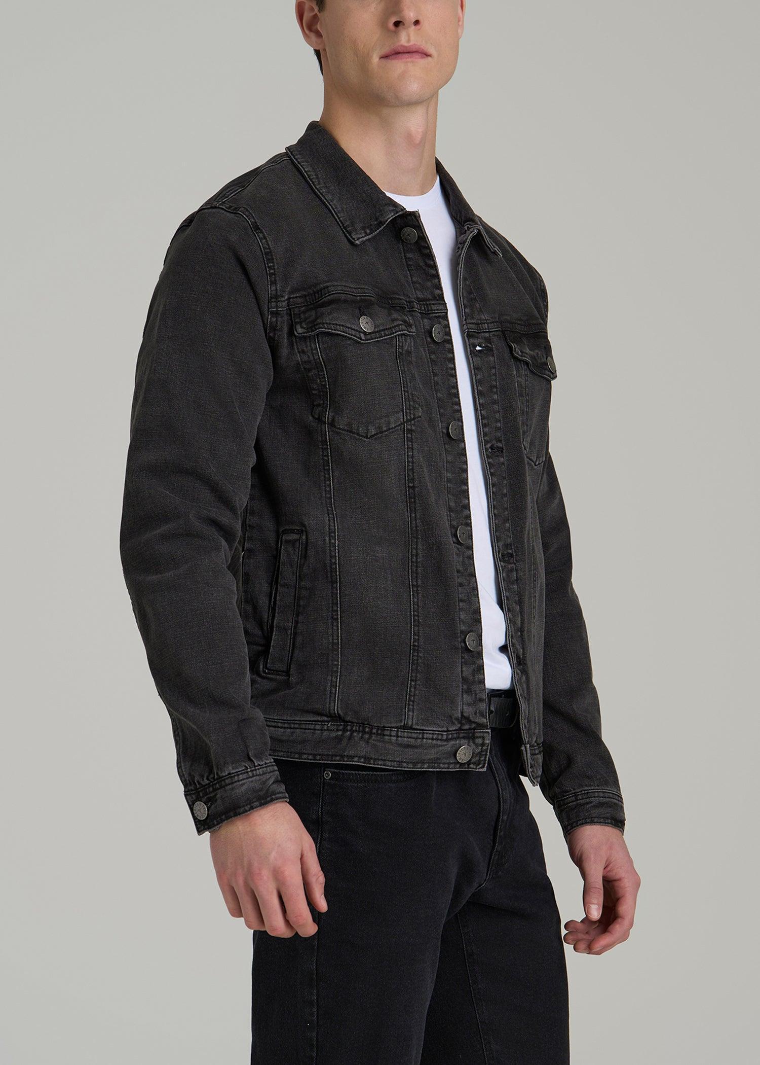 Men's Tall Denim Trucker Jacket in Washed Black Product Image