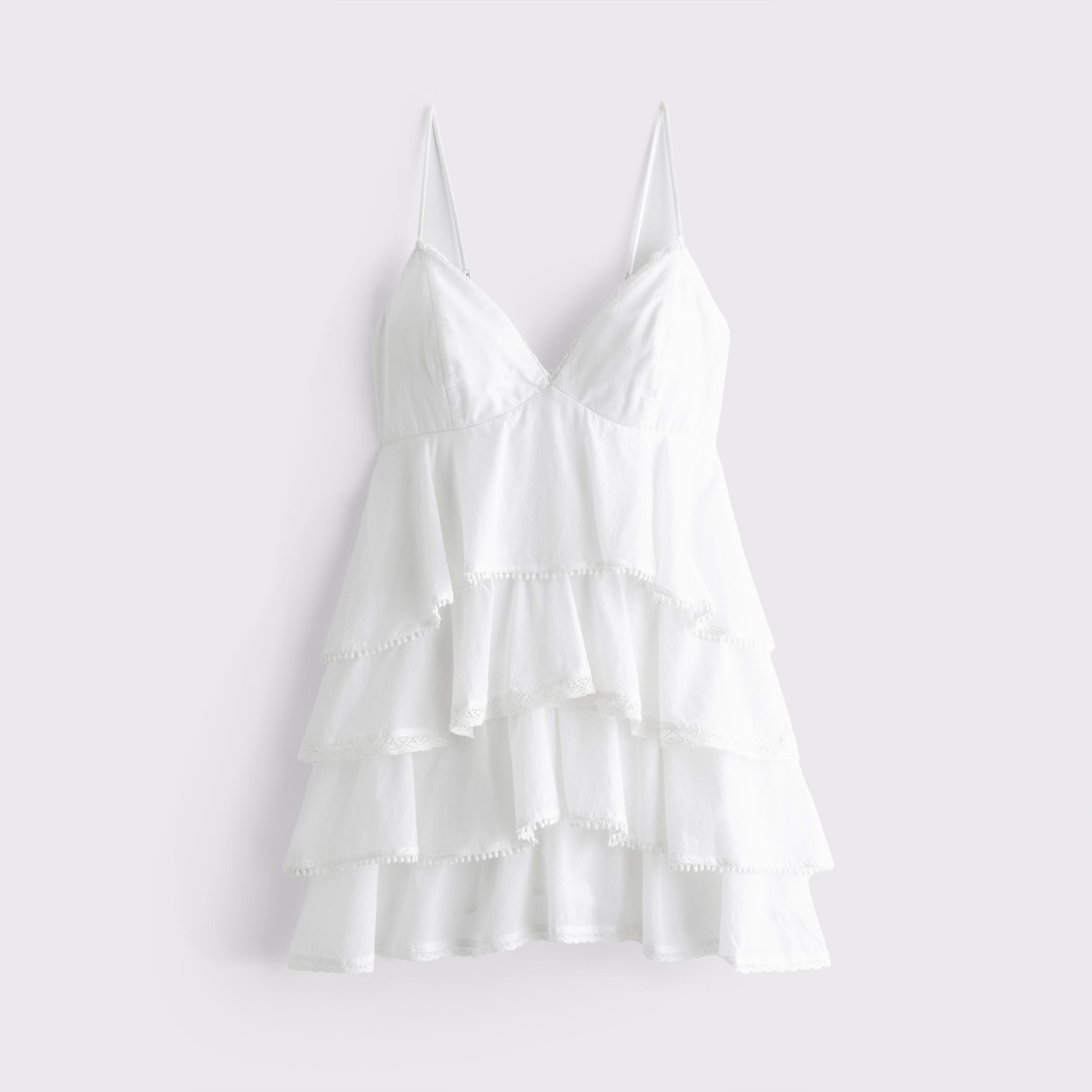 V-Neck Ruffle Tiered Mini Dress Product Image