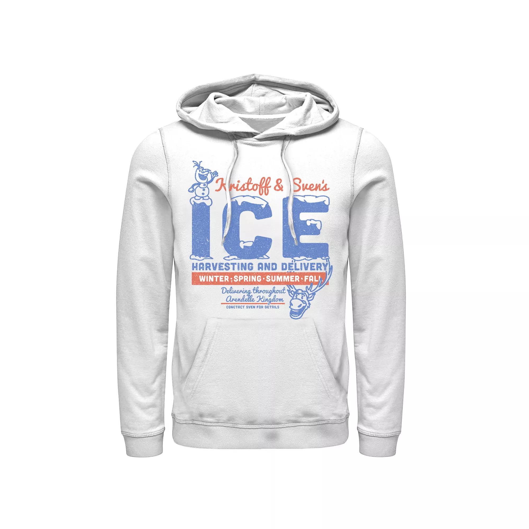 Disney's Frozen Men's Kristoff & Sven's Ice Harvesting And Delivery Hoodie, Size: Medium, White Product Image