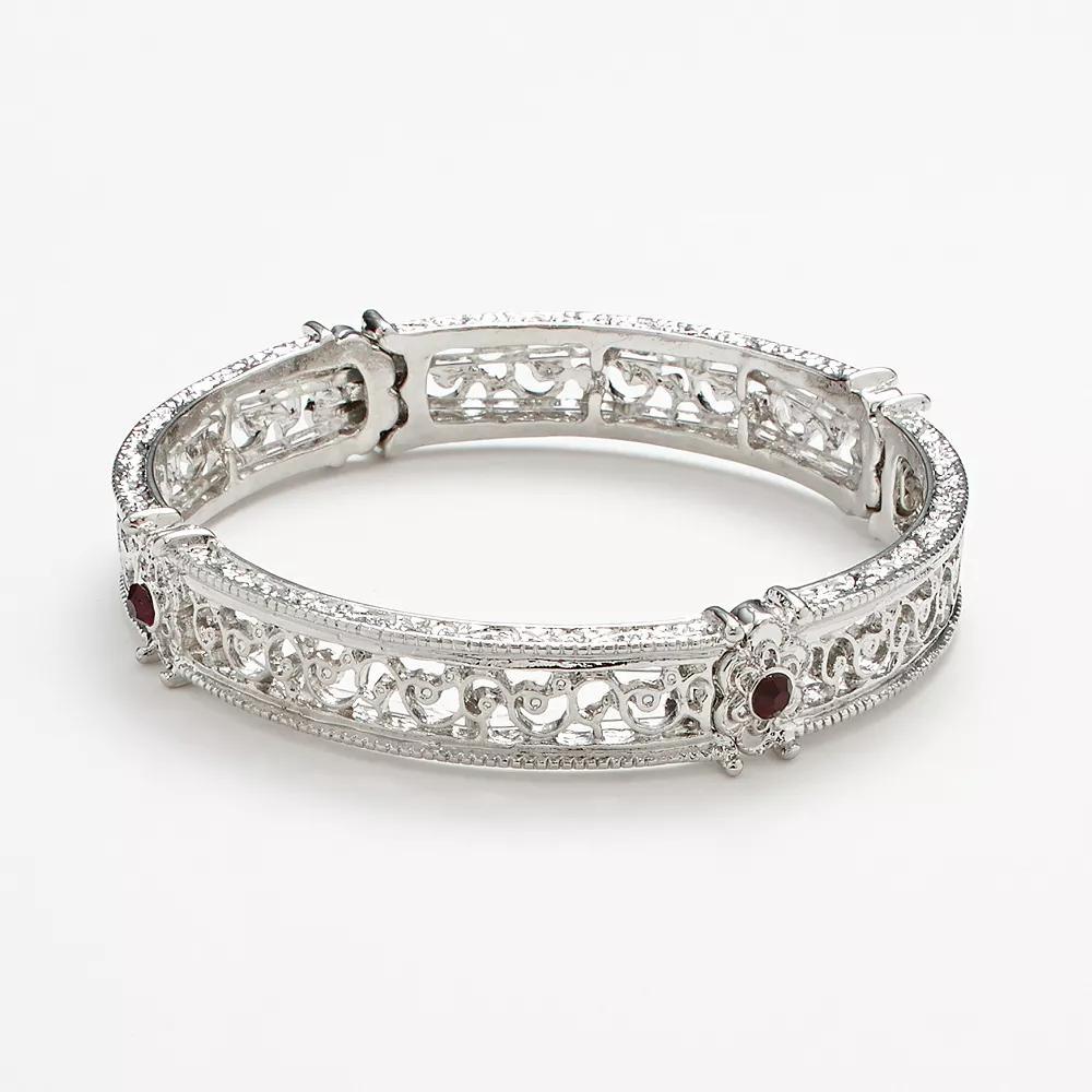 1928 Simulated Crystal Scroll Stretch Bracelet, Womens Purple Product Image