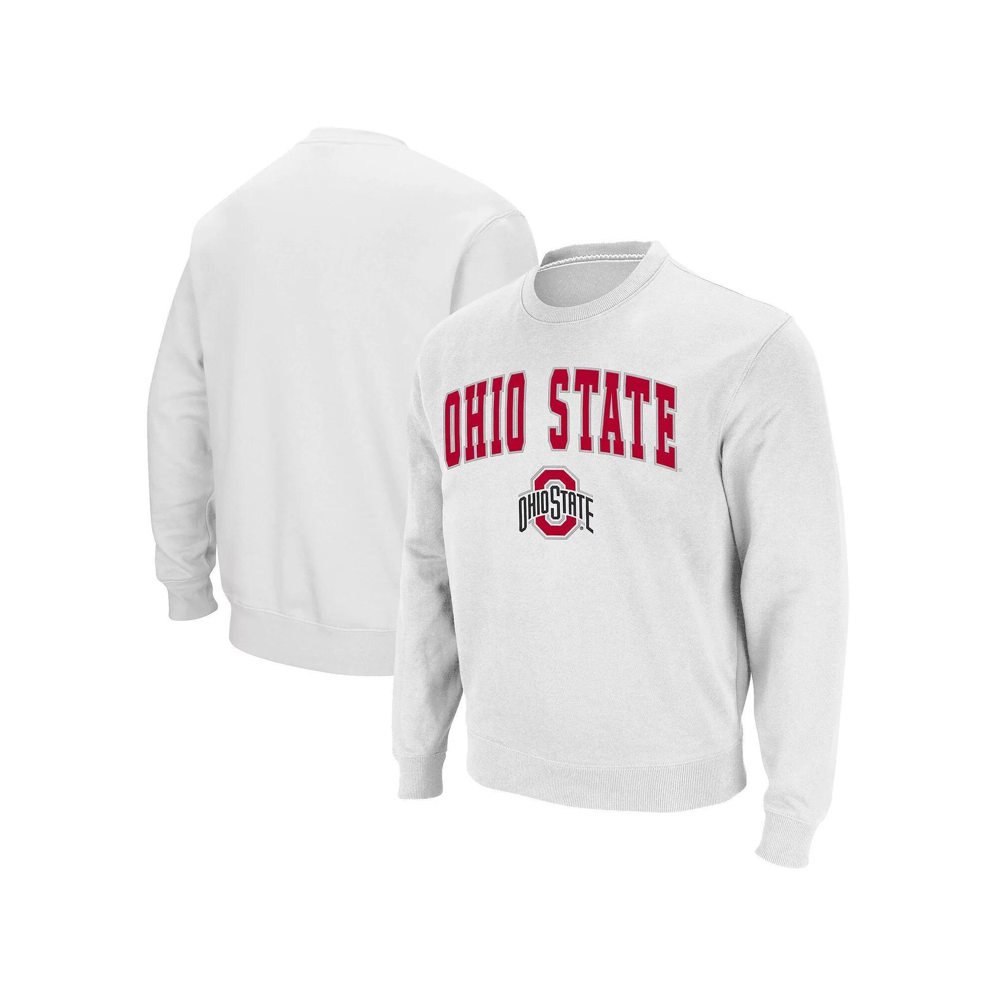 Men's Colosseum White Ohio State Buckeyes Team Arch & Logo Tackle Twill Pullover Sweatshirt, Size: Large Product Image