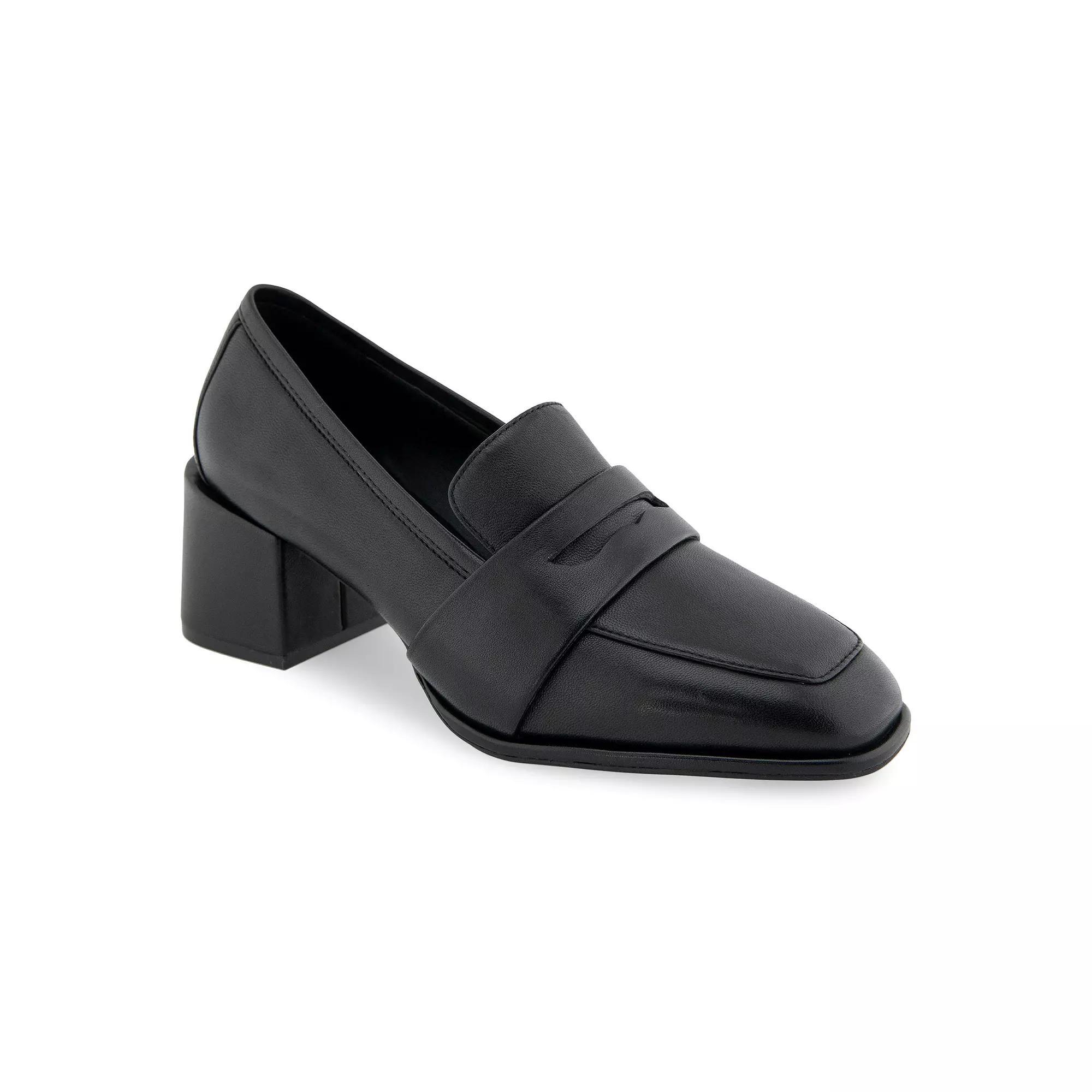 Aerosoles Arnett Women's Heeled Loafers, Size: 7.5, Black Leather Product Image