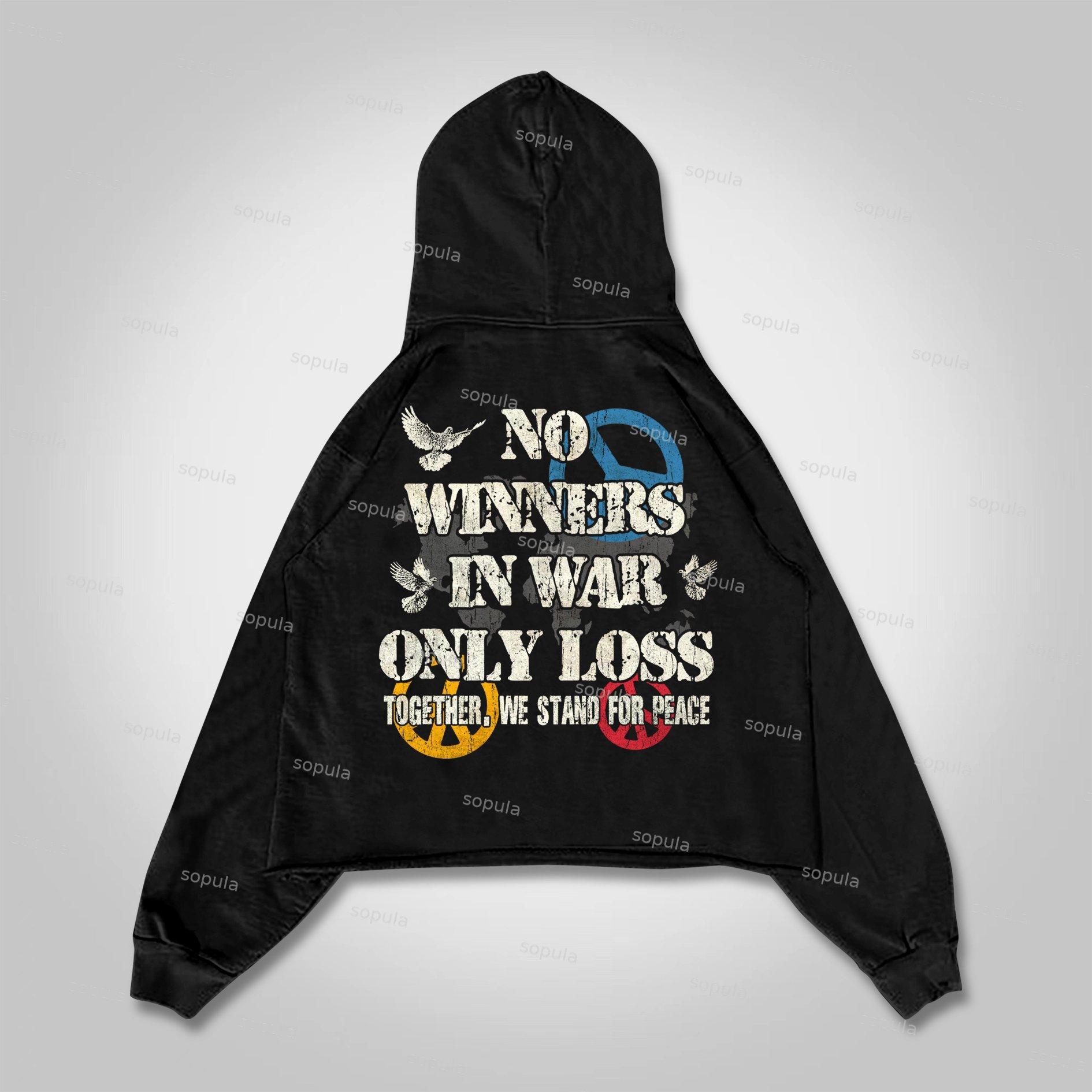 Sopula Human Beings Need Peace, Not War. Vintage Graphics Pocketless Hoodie Product Image