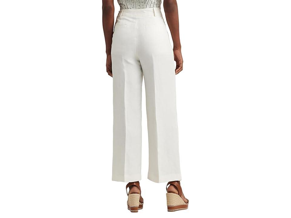 Lauren Ralph Lauren Linen-Blend Twill Wide-Leg Cropped Pants Women's Jeans Product Image