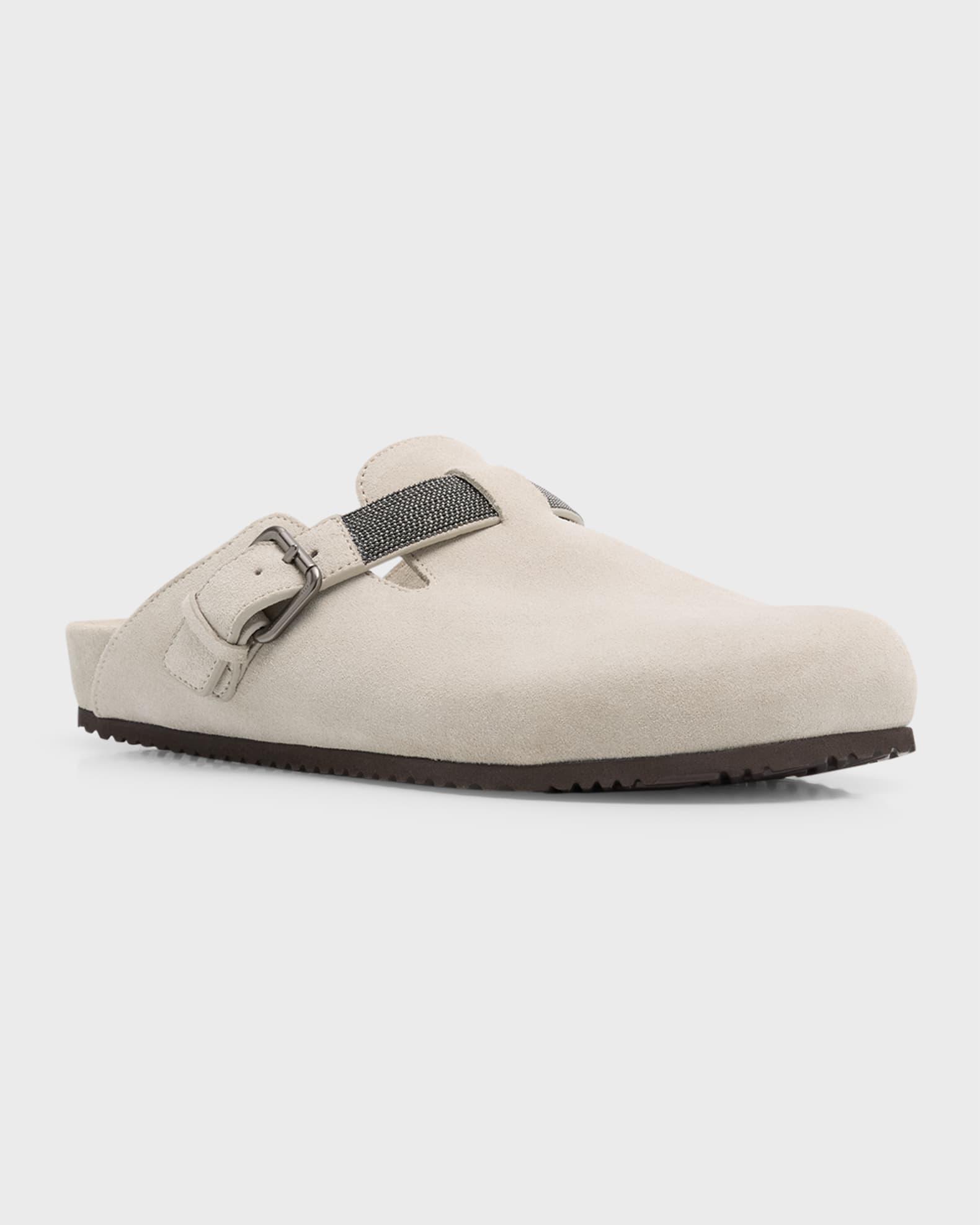 Suede Monili Buckle Mules Product Image