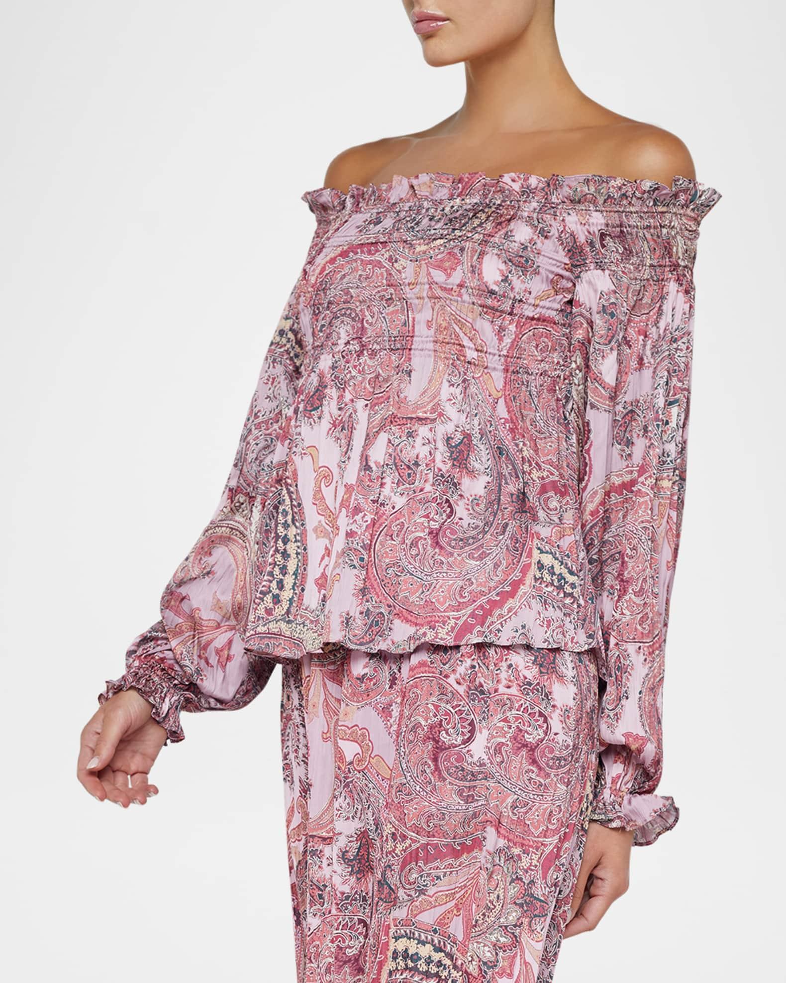 Ariela Paisley Off-Shoulder Blouse Product Image