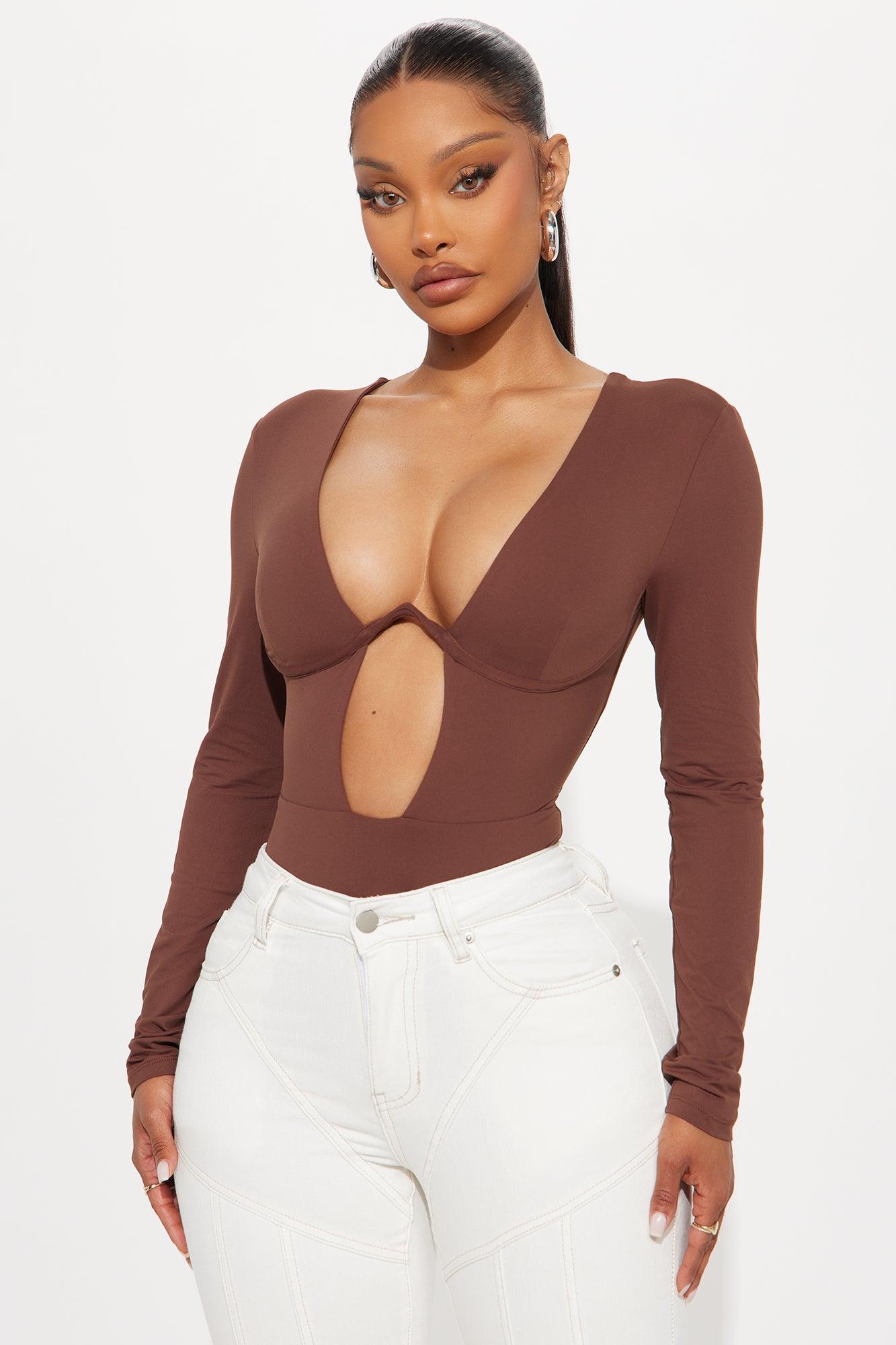 Eliza Long Sleeve Bodysuit - Chocolate Product Image