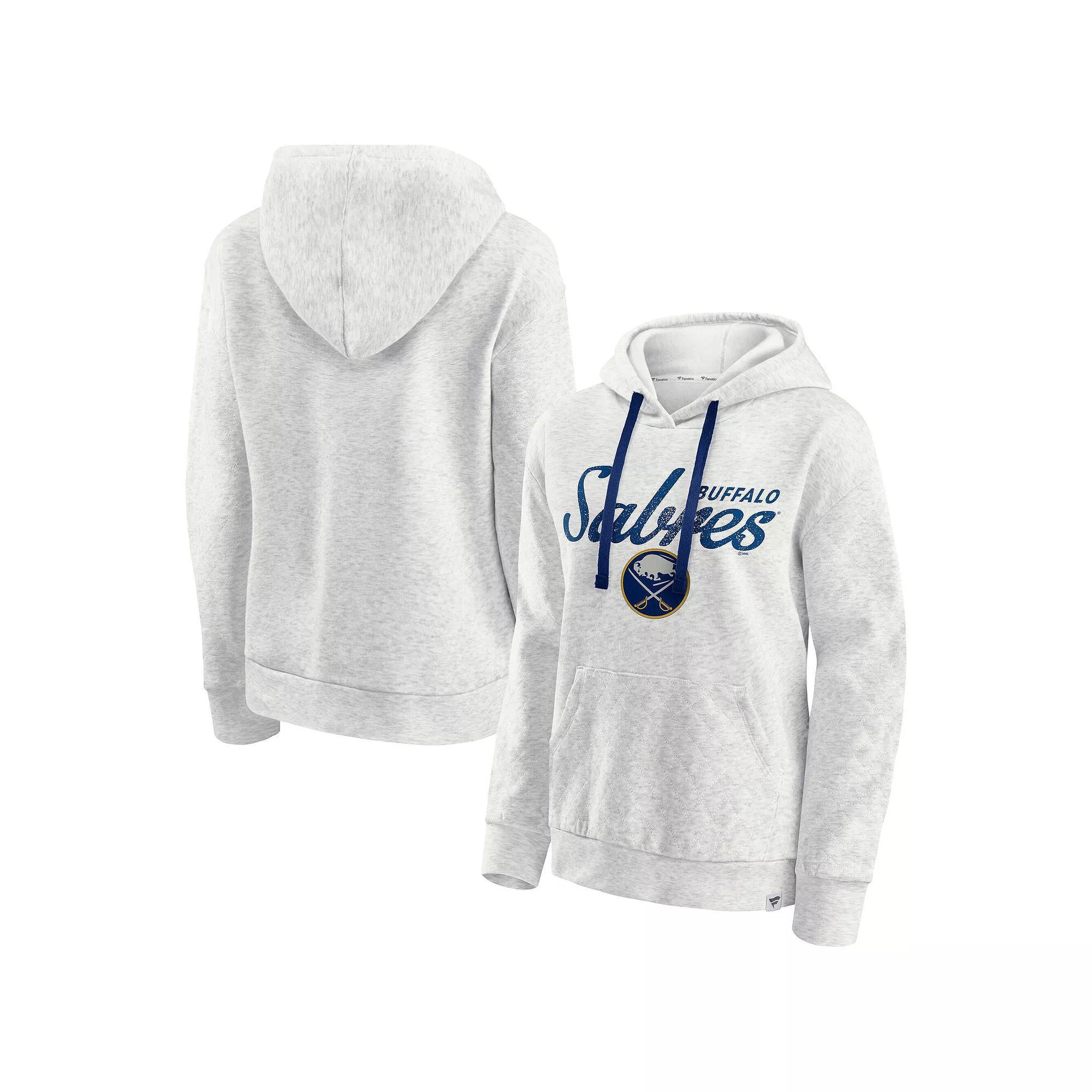 Women's Fanatics  Oatmeal Buffalo Sabres True Classics Quilted Pullover Hoodie, Size: Medium, Team Product Image