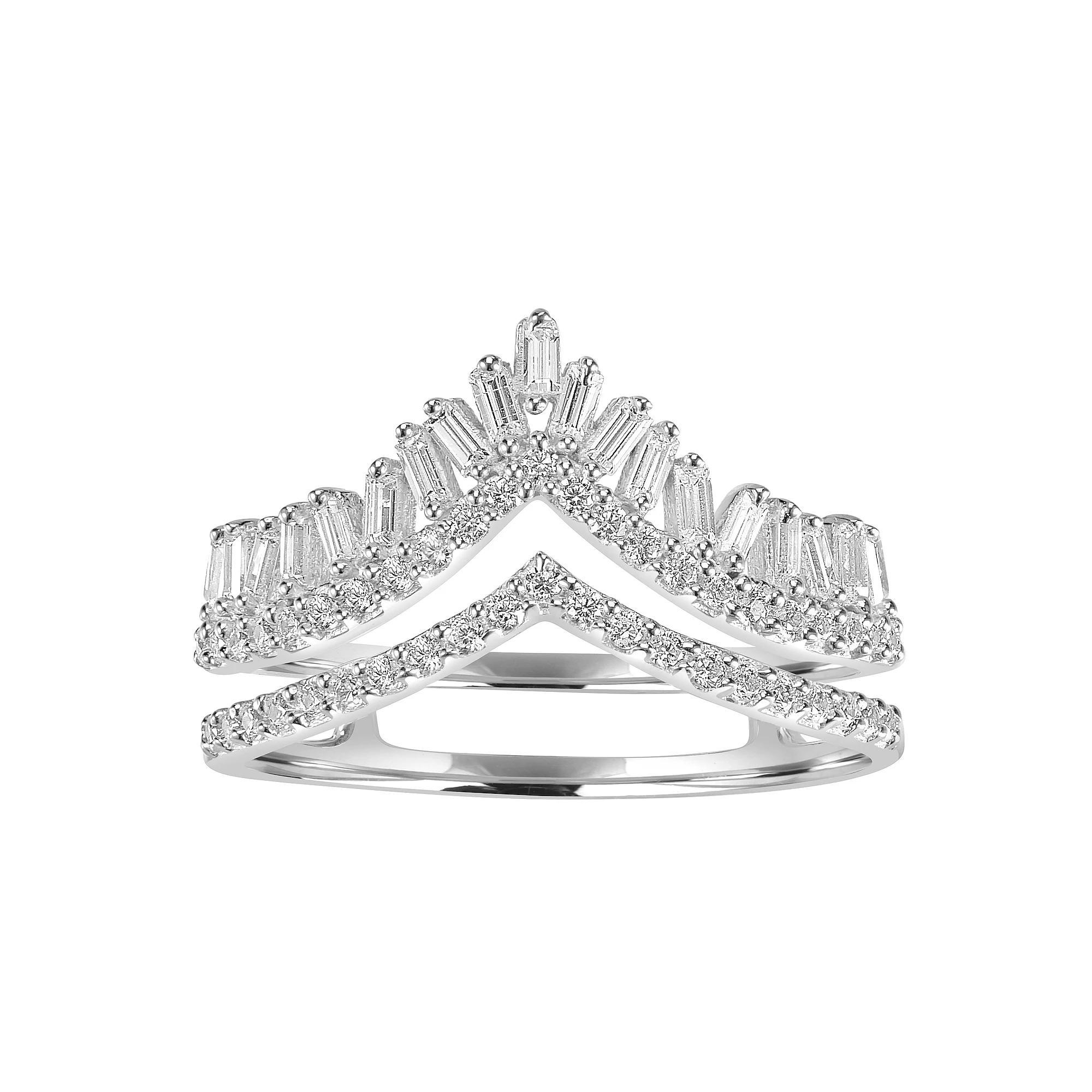 Judy Crowell Sterling Silver CZ Crown Ring, Women's, Size: 6 Product Image