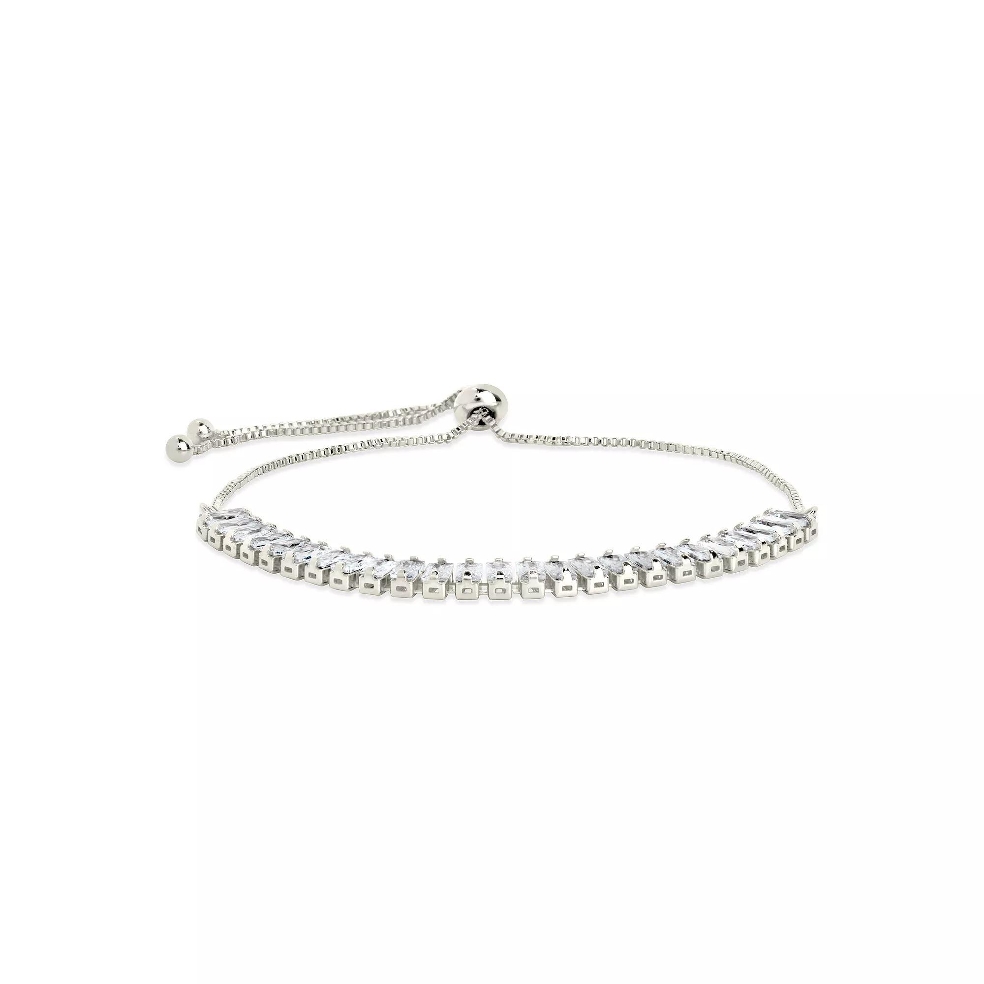 MC Collective Cubic Zirconia Bolo Bracelet, Women's, Size: 4-10" ADJ, Silver Tone Product Image