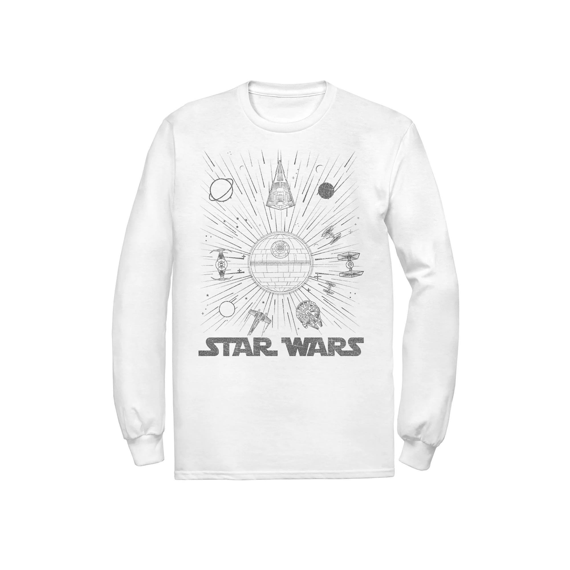 Men's Star Wars Ships And Lines Burst Tee, Size: Large, White Product Image