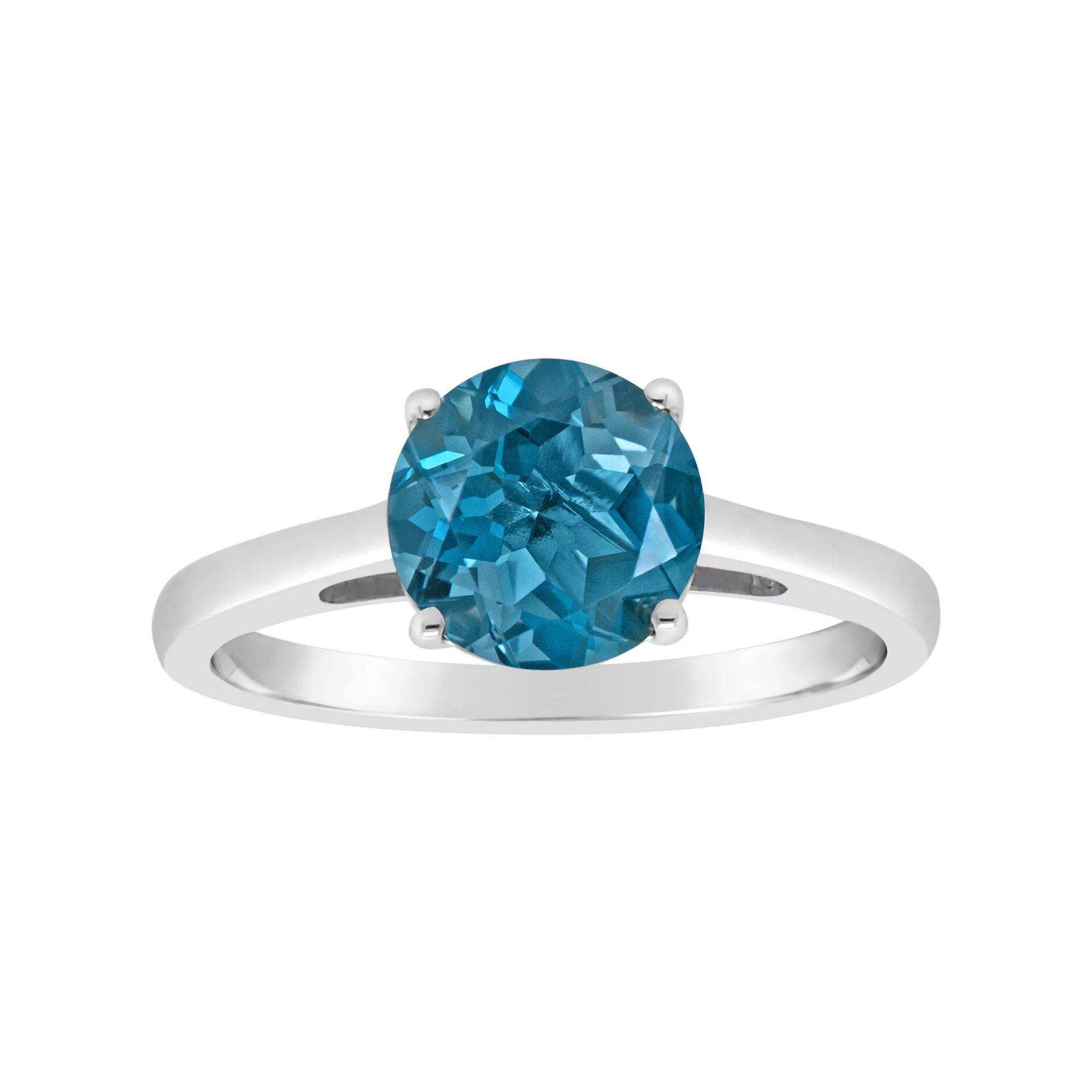 Alyson Layne 14k Gold Round London Blue Topaz Solitaire Ring, Women's, Size: 9, 14k White Gold Product Image