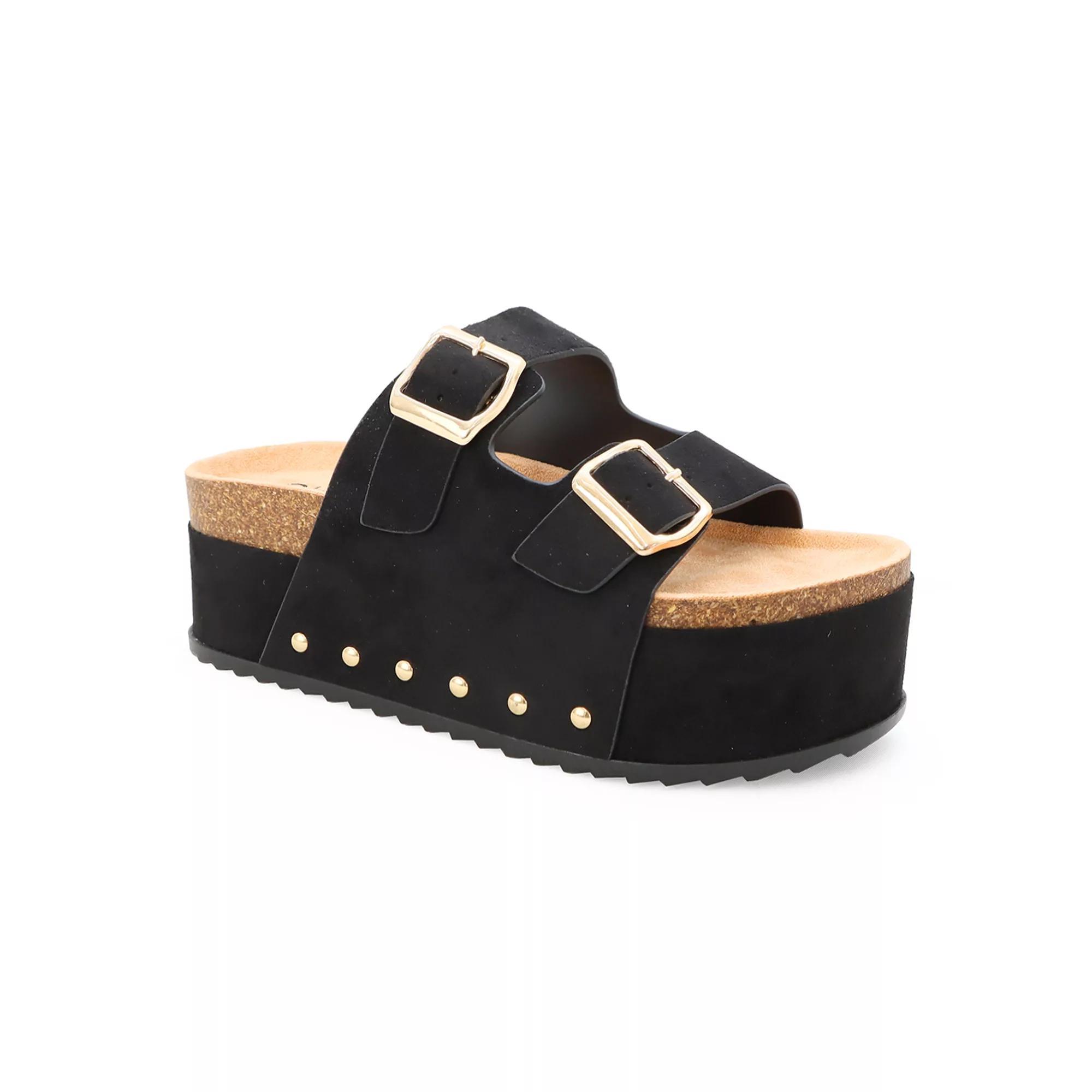 Yoki Platform Cork Double Buckle Womens Sandals Product Image