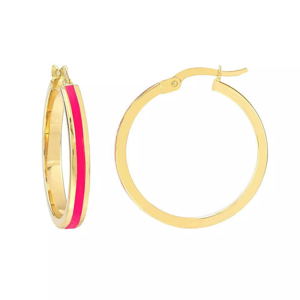 Color Romance 20 mm Enamel Hoop Earrings, Women's, Pink Product Image