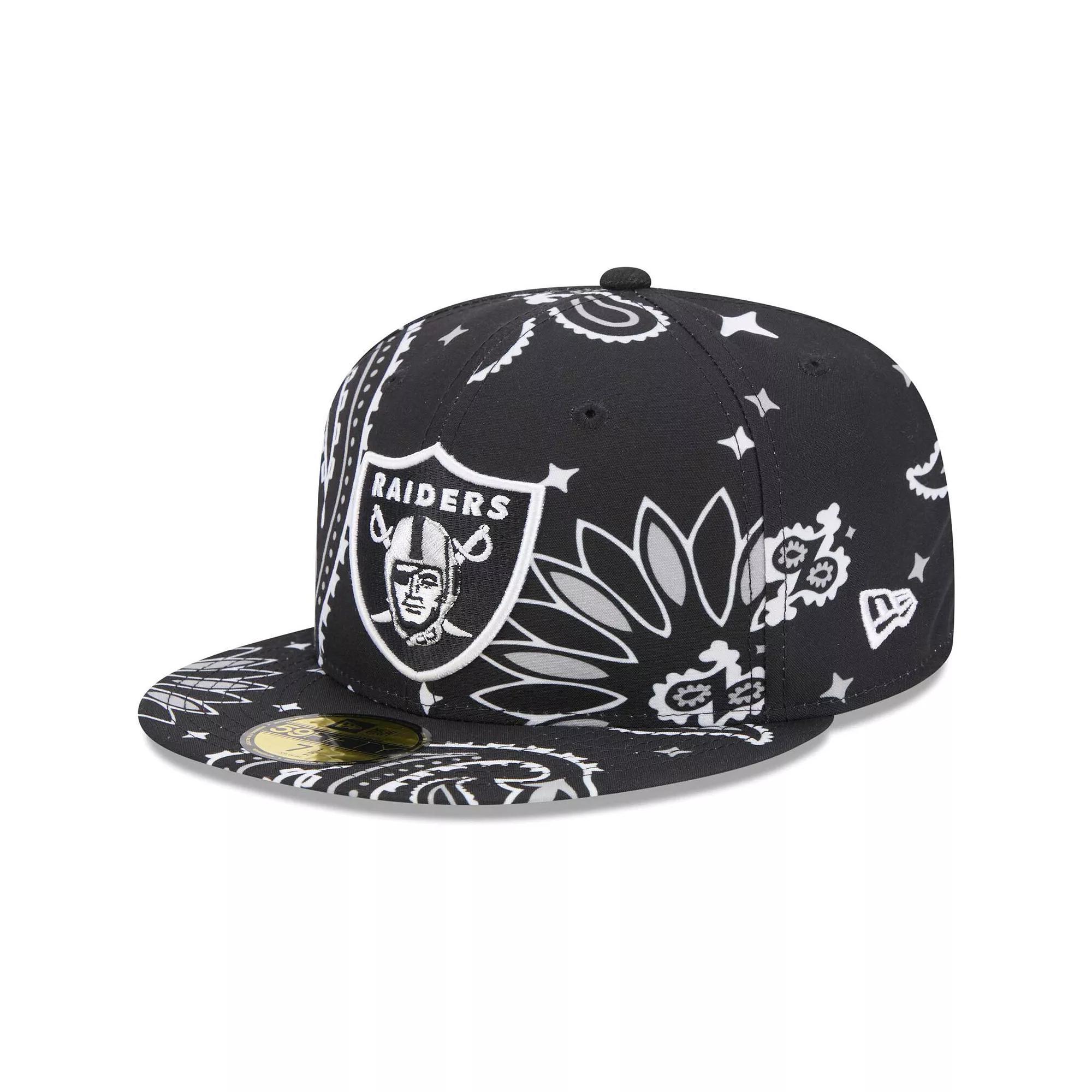 Men's New Era Black Las Vegas Raiders Paisley 59FIFTY Fitted Hat, Size: 7, Lvr Black Product Image