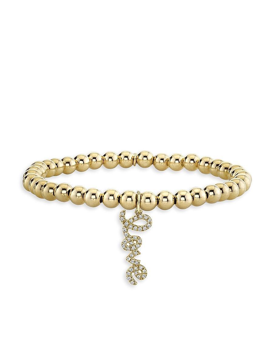 Womens Under The Sea Love Script 14K Yellow Gold & 0.12 TCW Diamond Beaded Bracelet Product Image
